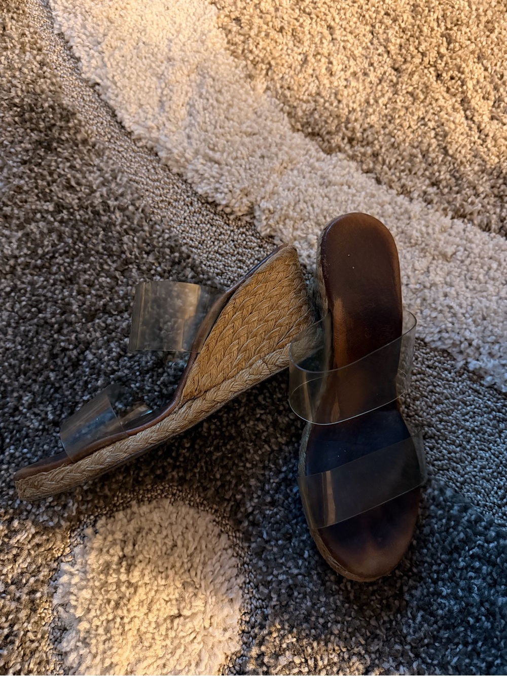 Andre Assous Clear Strappy Espadrille Wedge Sandals